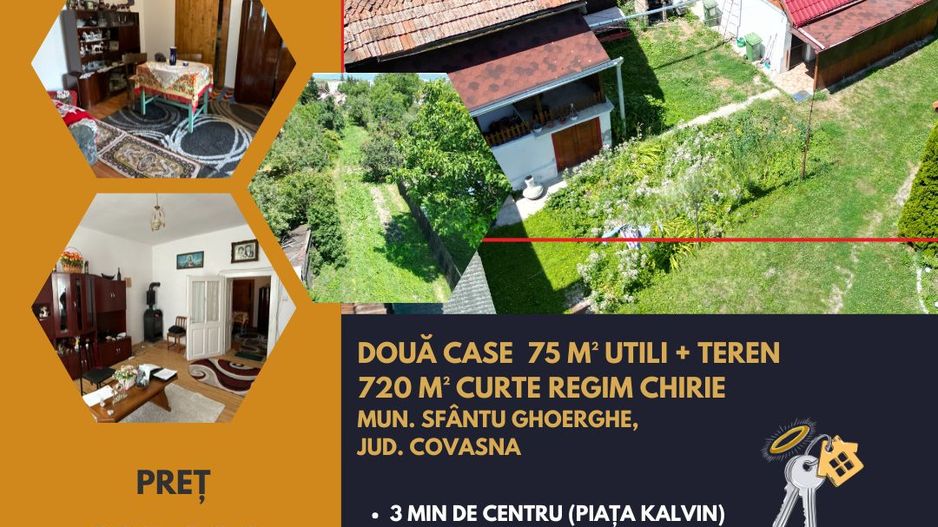Doua case de vanzare 75 M² + curte 720 M² Piata Kalvin - Poză 1