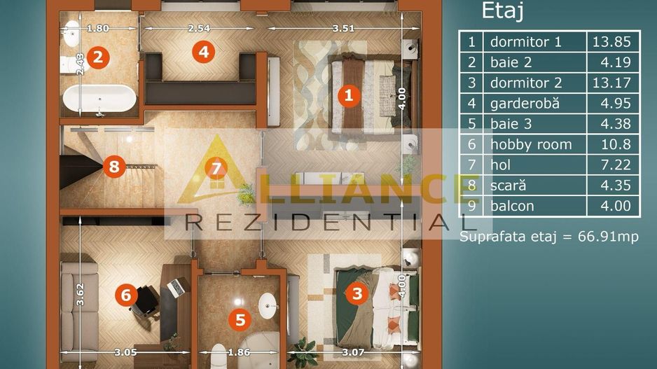 Popesti Leordeni-Duplex 5 camere - 4 bai-Terasa + Curte-250 MP - Poză 6
