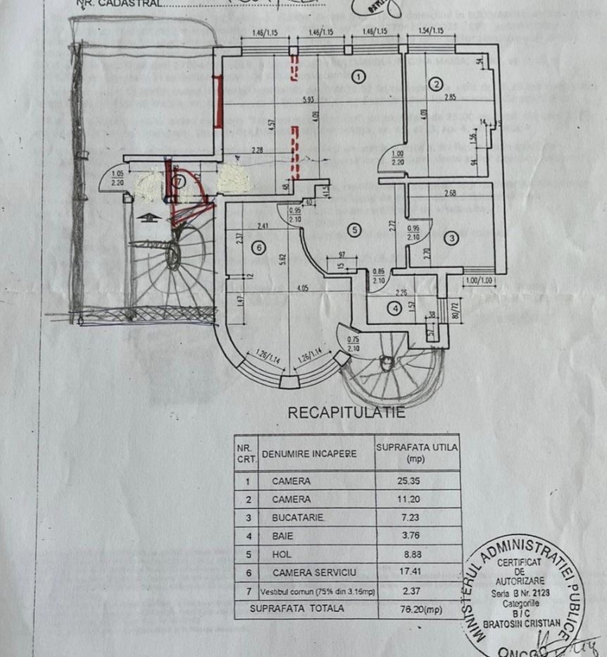 Apartament cu 3 camere 76,20 mp - Unirii - Mitropolie - Schiță 11
