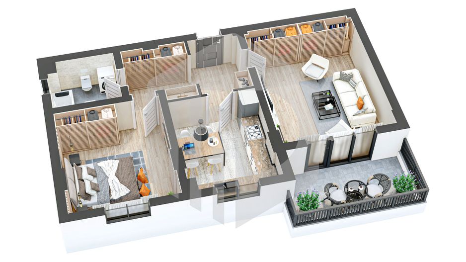 Zona interex | Apartament 2 camere+ Terasa. PROIECT NOU- Rahovei - Poză 12