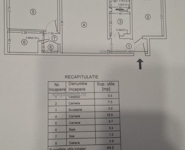 Parcare 3 Camere Drumul Gazarului Resita Mobilat - Schiță 8