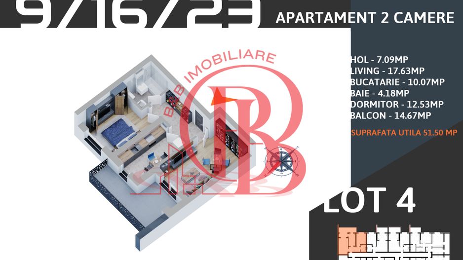 2 camere  decomandat parcare bonus Metrou  Nicolae Teclu - Schiță 6