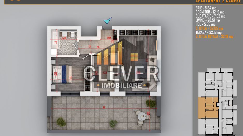 Apartament 2 Camere cu terasa de 34 mp și Comision 0%, Pallady - Poză 1