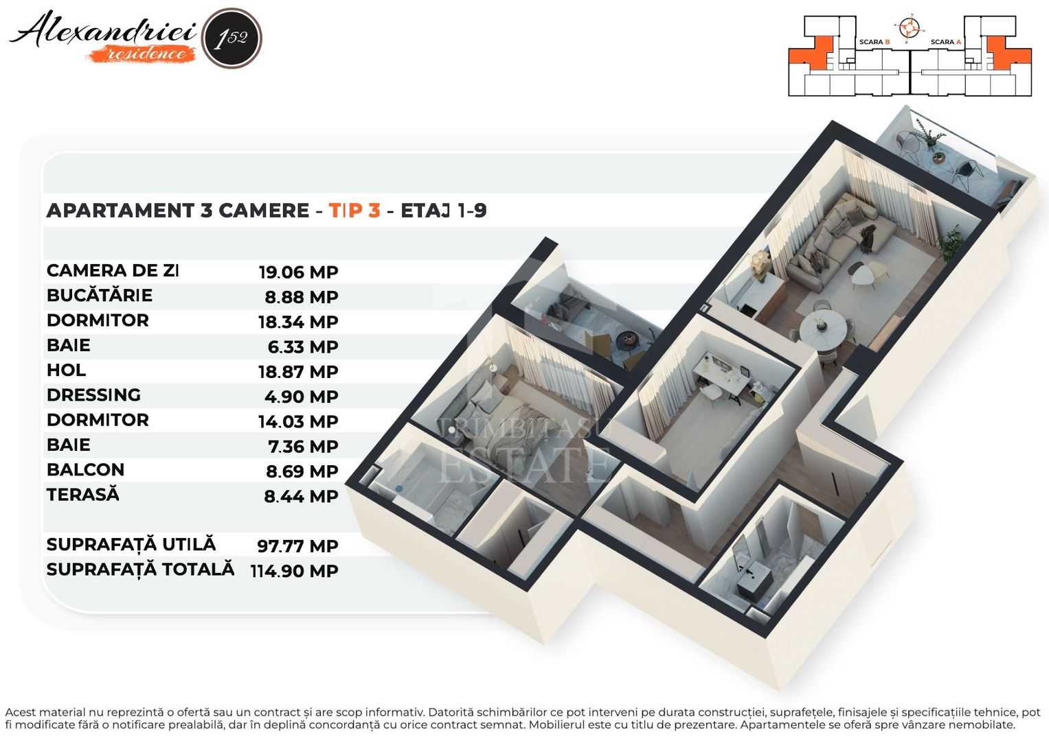 ALEXANDRIEI 152 | 3 CAMERE | 98 MP UTILI | BALCON SI TERASA - Schiță 24