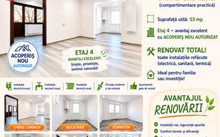 Apartament cu 2 camere, modificat în 3 camere, renovat total, zona DONICI; - Poză 1