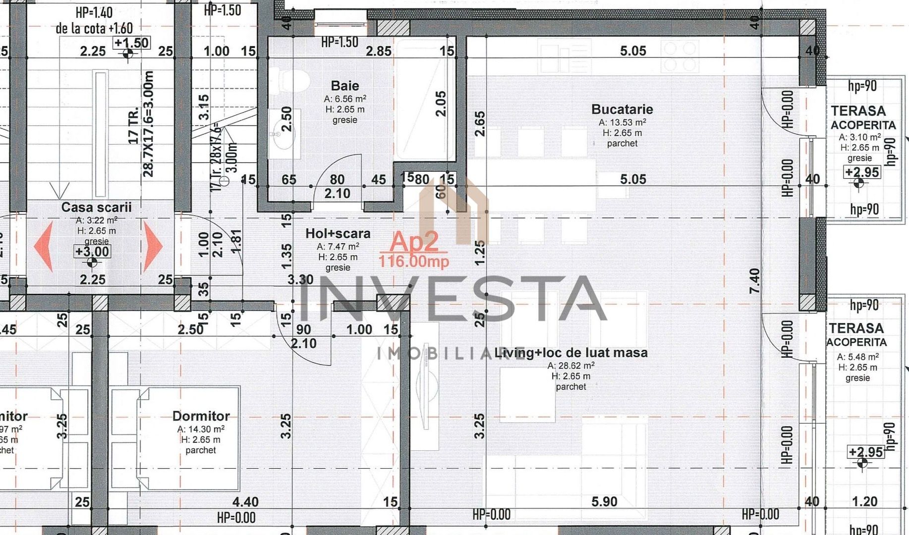 Ap 4 camere  in imobil tip vila, 116 mp utili + terasa 17 mp! - Schiță 2
