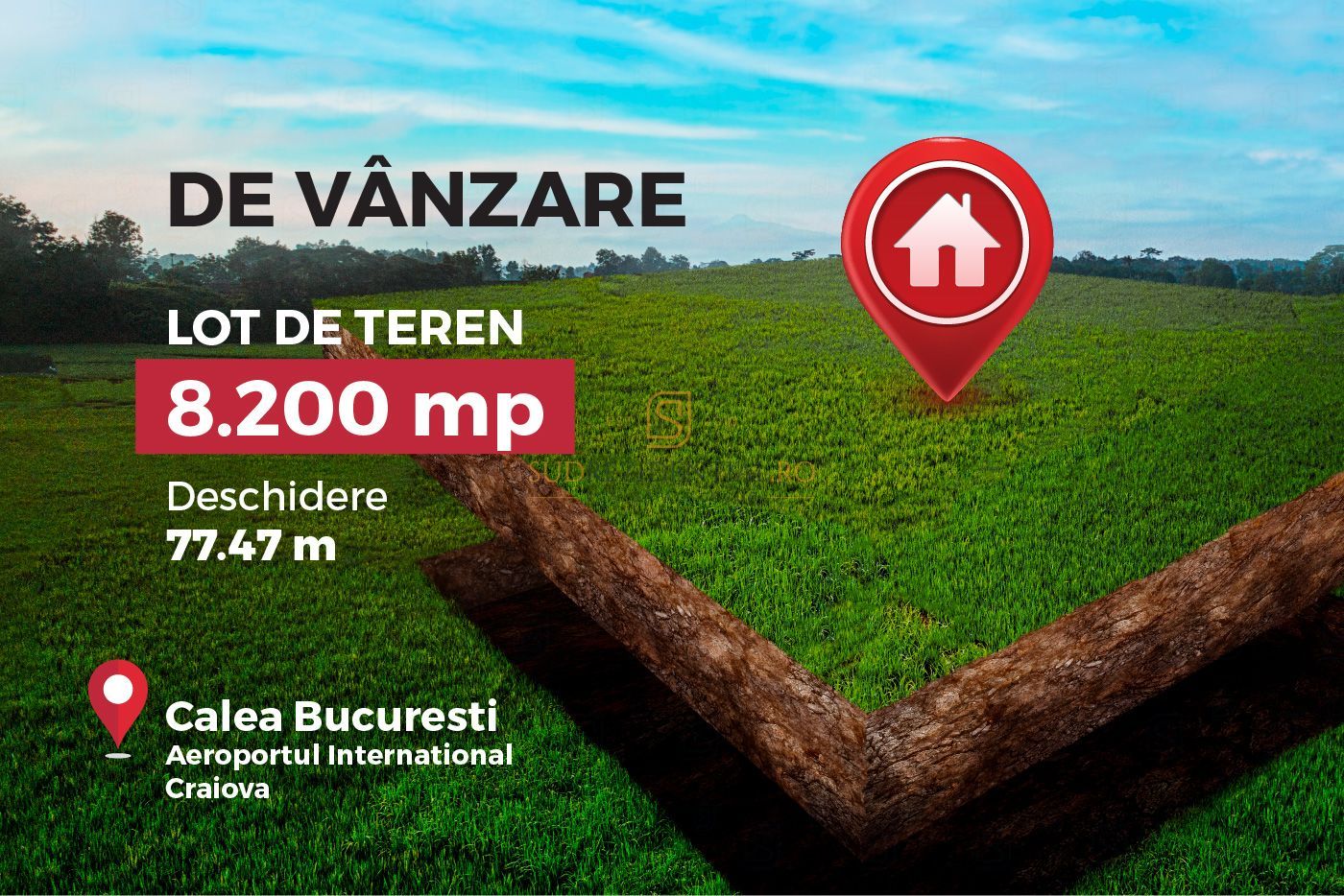 Teren de vanzare, zona Aeroport International Craiova, deschidere E574 - Poză 1