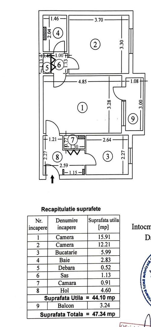 Apartament 2 camere renovat bloc reabilitat Drumul Taberei 34 - Schiță 5