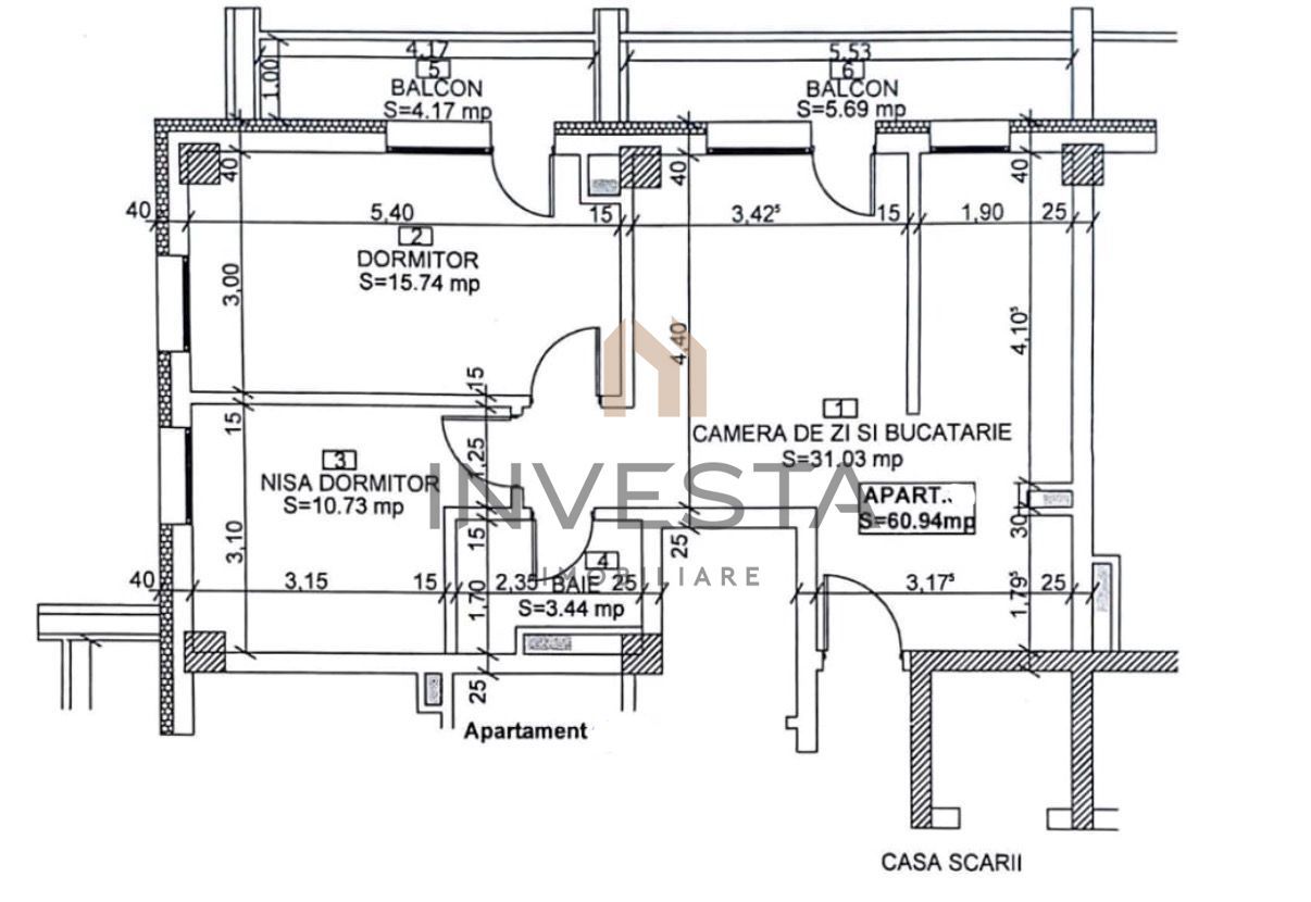 Apartament 3 camere semifinisat, Bloc nou,  zona Iulius Mall! - Schiță 2