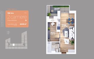 2 camere– Titan – Auchan 1 Decembrie 1918- Metrou Titan - Schiță 12