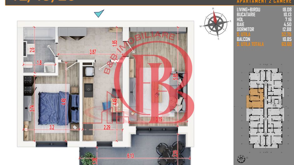 2 camere decomandat Titan Pallady Metrou Nicolae Teclu - Schiță 6