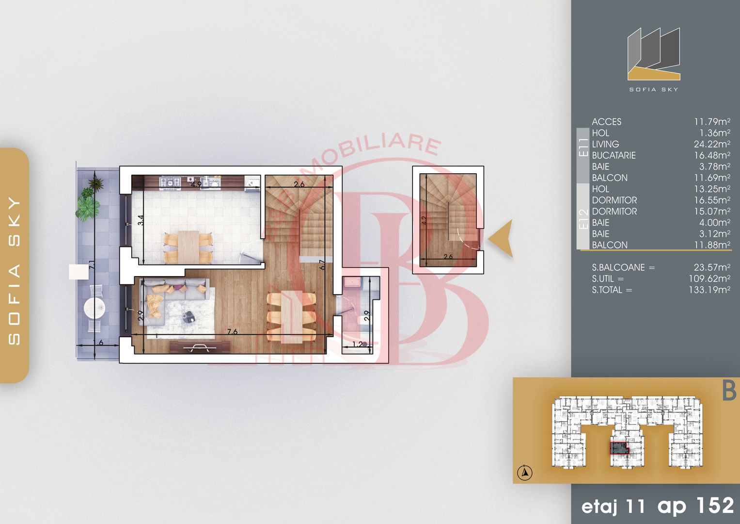 Apartament 3 camere-Duplex Bloc Finalizat Theodor Pallady - Schiță 4