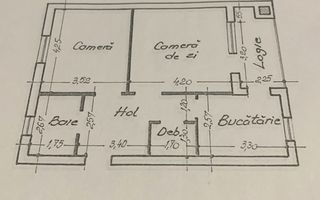 Apartament decomandat, 2 camere, etaj 2/10 - Frumoasa ! - Schiță 7