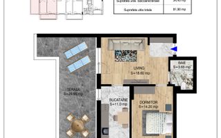 2 Camere | 60,9 mp Total | Finalizare rapida | Metrou Teclu - Schiță 10