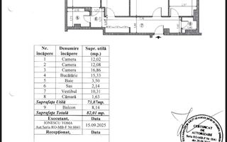 AP. 3 CAMERE 1 MAI, 82 MP UTILI, NEMOBILAT, DECOMANDAT, COMISION 0% - Schiță 9