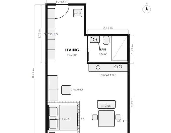 Studio Modern | Ivory Residence | 40 mp - Schiță 6