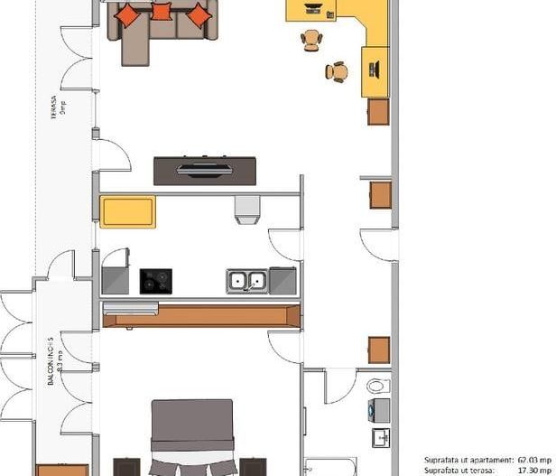 Închiriere Apartament cu 3 camere, 80 mp, 2 parcari, Smart Home, terasa - Poză 9
