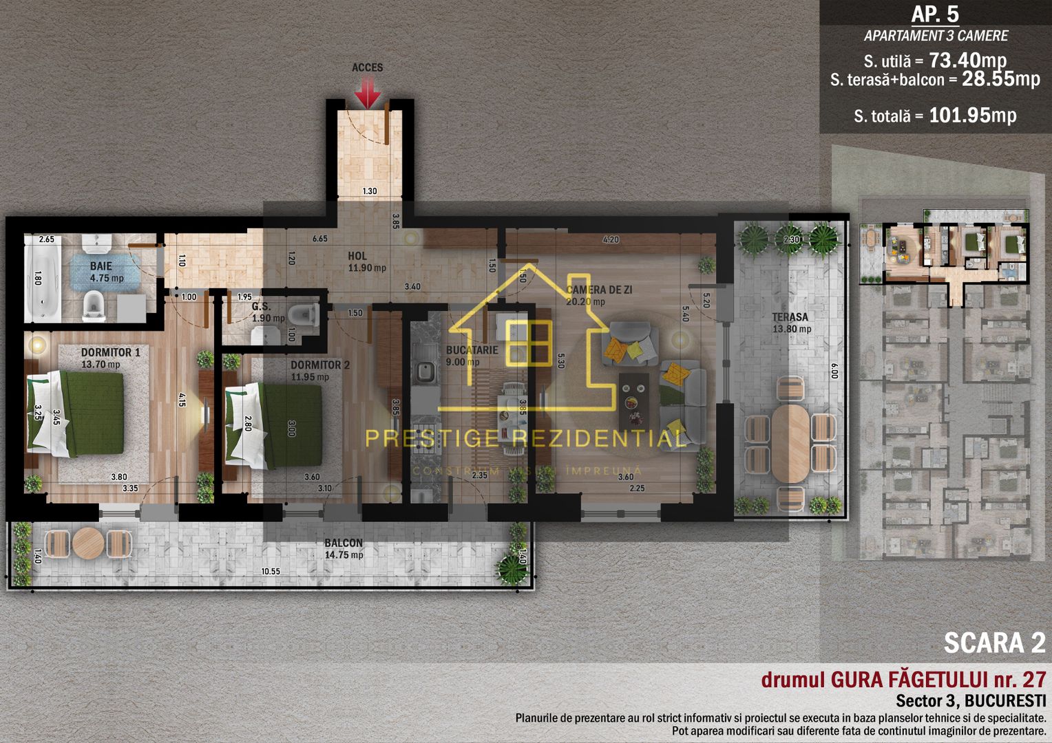 Apartament 3 cam,Pret Promotional, Titan-Pallady,Metrou N.Teclu - Schiță 3