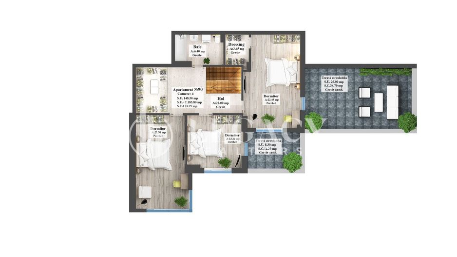 Vânzare - Penthouse zona Copou, 148.50 mp utili + 37.30 mp terasă - Poză 5