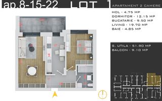 2 camere decomandat -parcare inclusa -Pallady - Schiță 13
