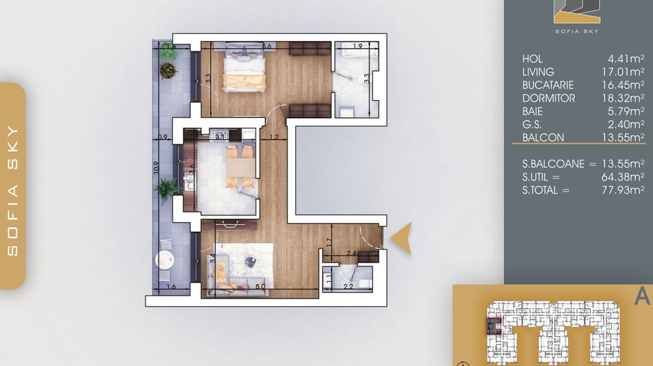 2 camere  decomandat 2 bai Metrou Nicolae Teclu - Schiță 7