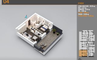 Apartament 2 cam Modern cu Terasă de 26 mp în Zona Pallady - Schiță 7