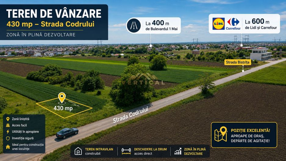 Teren intrare comuna Berceni, Codrului, 430 mp - Poză 1