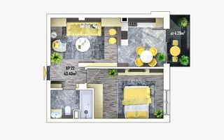 Apartament 2 camere, 44 mp, parcare, Complex Estimo - Poză 1