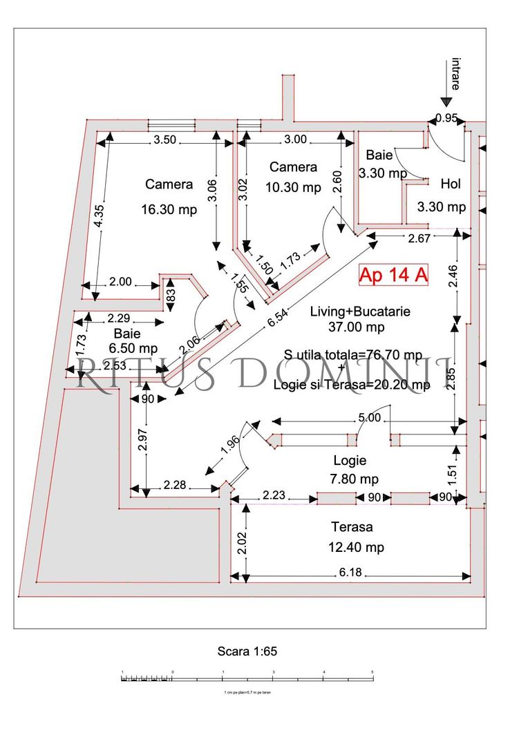 Apartament Ultracentral cu 3 camere, Piata Unirii, 96.70mp - Schiță 2