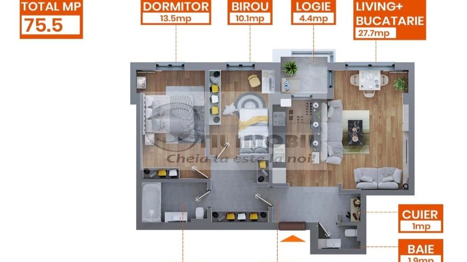 BLOC NOU! COMISION 0%- COMPLEX REZIDENTIAL IN DACIA- Apartament cu 3 camera 82mp - Poză 7