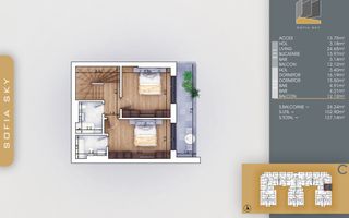 Duplex 3 camere cu 3 Bai-Bucatarie Inchisa-Pallady - Schiță 7