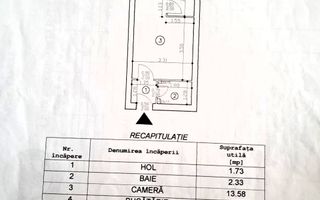 Garsonieră renovată mobilată 23 mp balcon CT parter mutare rapidă - Schiță 10