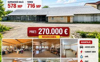 HALĂ PRODUCȚIE - ATELIER cu SC-578 mp, teren 716 mp, VASLUI - Str. Burebista; - Poză 1