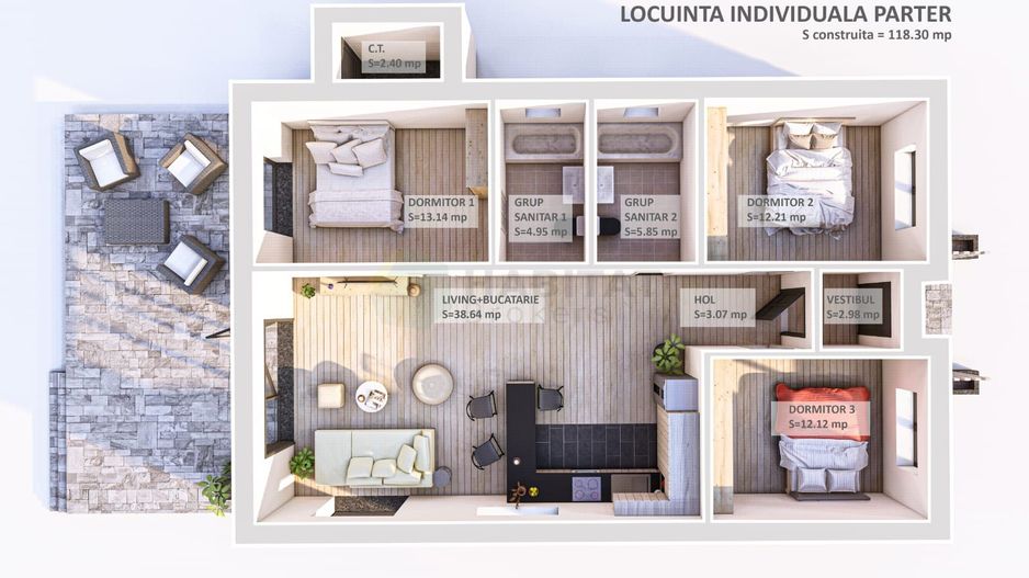 Casa 4 camere pe parter-Tunari | Teren 400 mp - Schiță 11