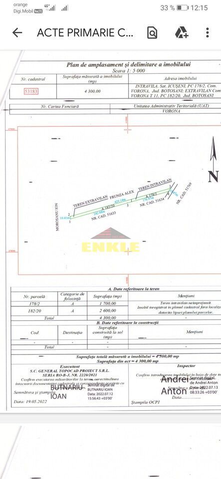 Teren intravila 4300 mp-Icuseni/Vorona,pret 4 e/mp negociabil! - Poză 1