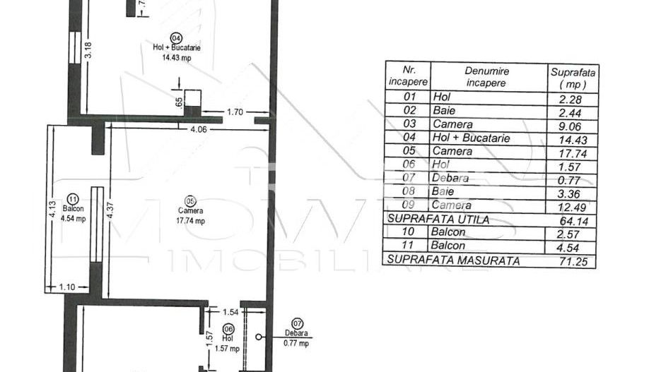 Sagului-Turist, etaj intermediar, decomandat - Schiță 13