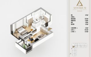 2 camere finalizat proiect premium titan pallady - Schiță 5