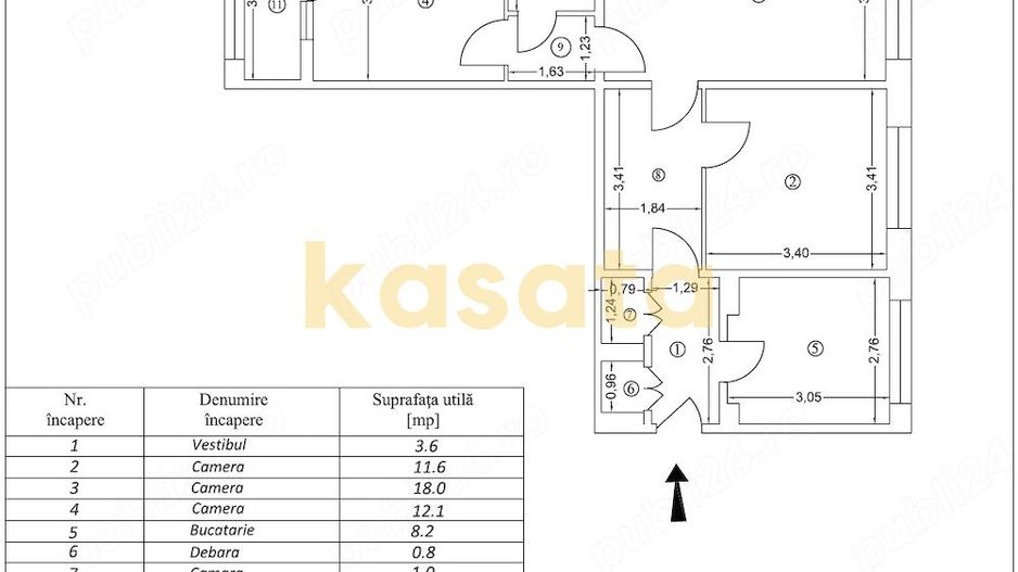 3 camere cu potențial deosebit - Bd. Theodor Pallady - Schiță 1