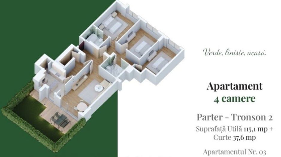 AP. 4CAM. SPATIOS+GRADINA. PROIECT UPPER PREMIUM / COMISION 0%! - Poză 2