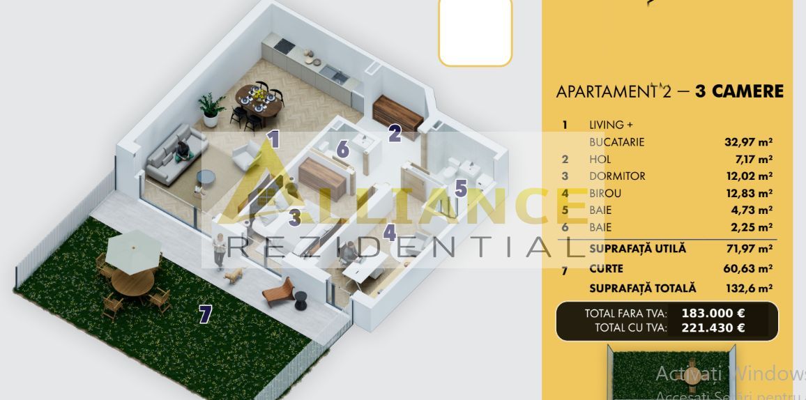 Apartament 3 camere | 13260 mp total | Pret de lansare | Comision 0% - Poză 1