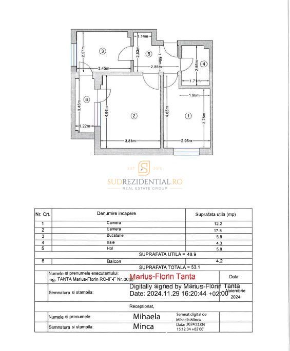 2 Camere spatioase, prima inchiriere, bloc nou,  zona Grand Arena Mall - Schiță 5