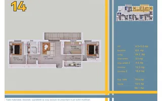 3 camere 90 mp-Pallady | Comision 0% | Metrou Nicolae Teclu - Schiță 12