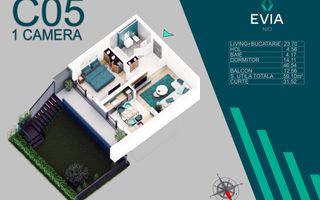 2 camere cu gradina proiect premium Metrou Nicolae Teclu - Schiță 6