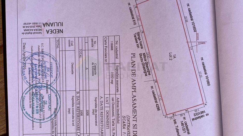 De vânzare teren intravilan – 1000 mp – Comuna Domnești, Str. Rădului - Poză 1