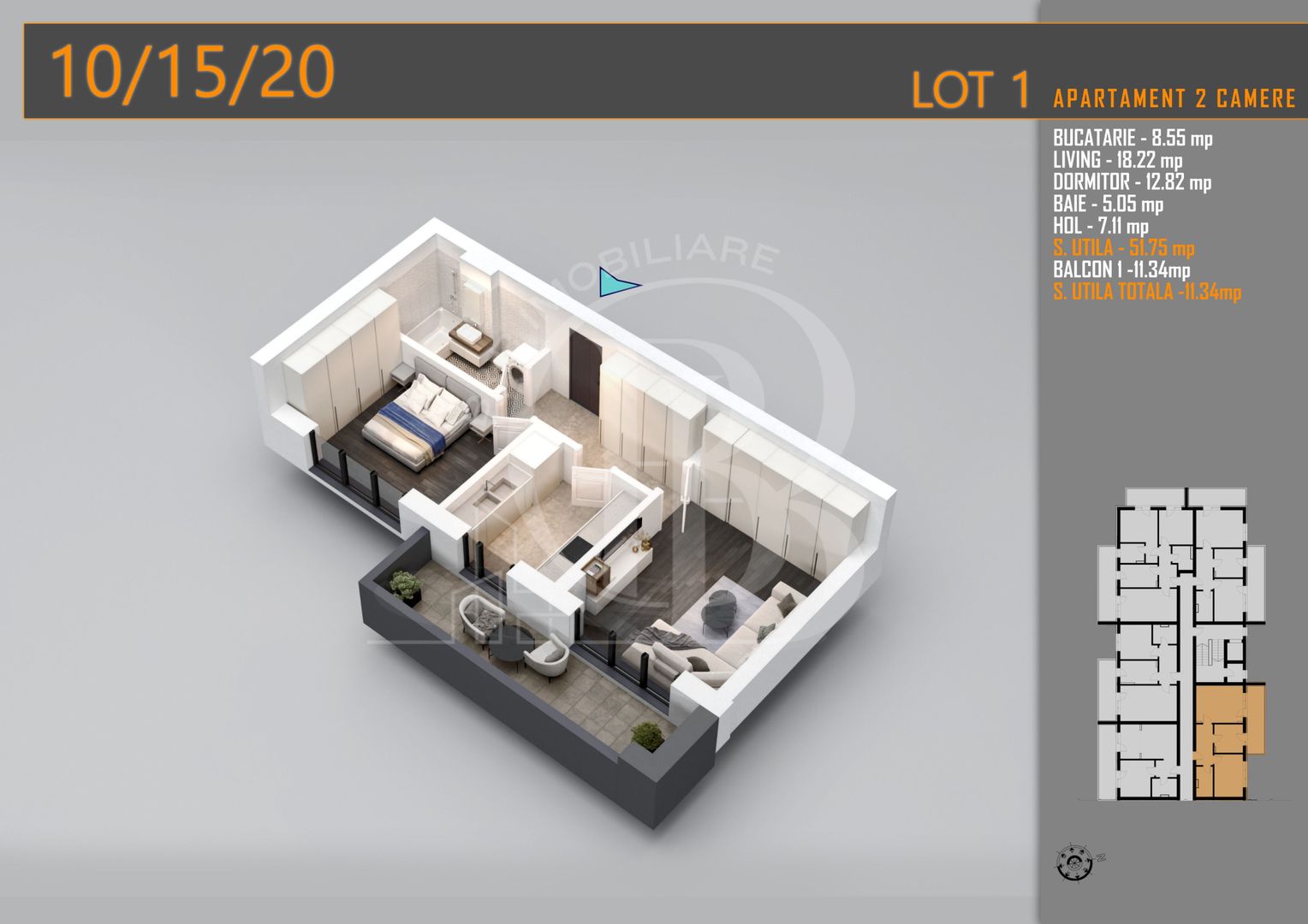 Apartament decomandat 2 camere -Titan Pallady Metrou Teclu - Schiță 2