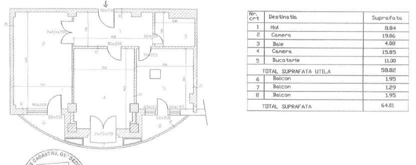 Bd. Decebal – Apartament 2 camere, decomandat, 64 mp, nemobilat - Schiță 9