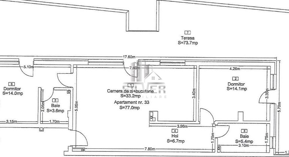 Apartament 3 camere/76mp/Terasa 73mp/garaj. - Poză 3