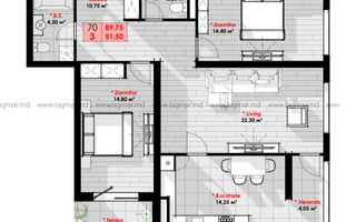 Vânzare, apartament, 3 camere, strada Cornești, Râșcani - Poză 3