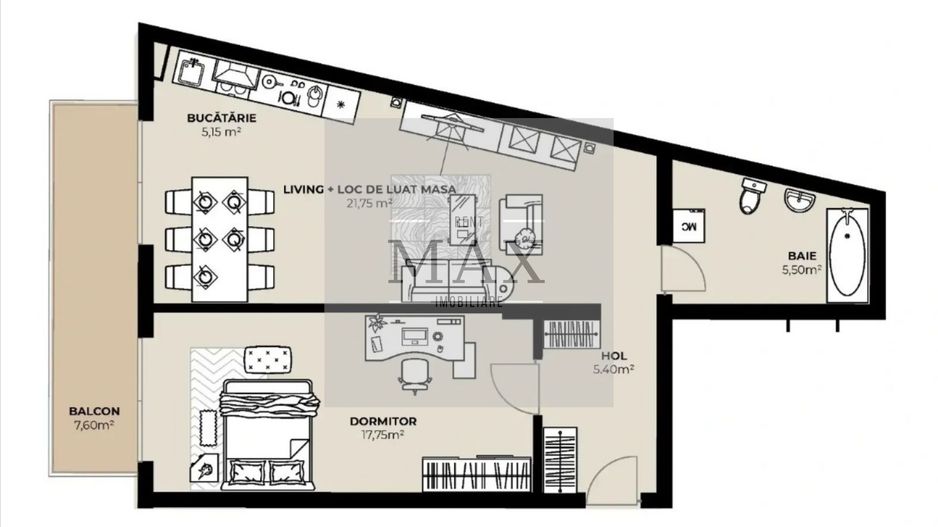 Apartament 2 camere de vânzare 55.55 mp Et.5 Mărăști Fabricii - Poză 1