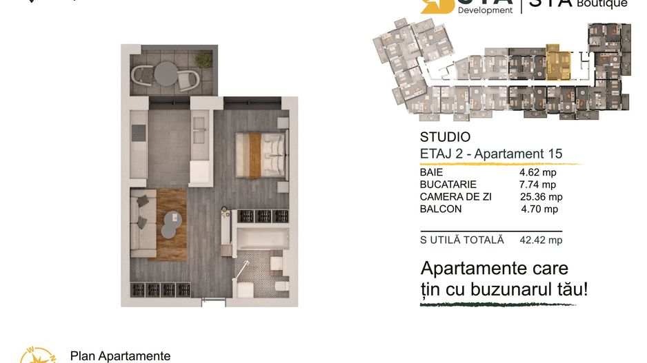 STUDIO IN BLOC BOUTIQUE P+4 CU LOC DE PARCARE INCLUS / PALLADY! - Poză 1